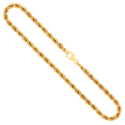 Goldkette als Kordelkette hohl in Gelbgold 585 / 14 Karat, 90 cm lang, 5 mm breit, Gewicht ca. 31,1 g.