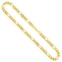 Goldkette als Figarokette hohl in Gelbgold 750 / 18K, 50 cm lang, 5.7 mm breit, Gewicht ca. 14.7 g.