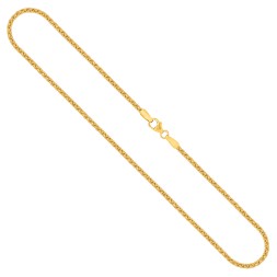 Goldkette als Zopfkette in Gelbgold 750 / 18K, 38 cm lang, 2,1 mm breit, Gewicht ca. 7.4 g.