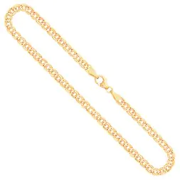 Goldkette als Zwillingspanzerkette in Gelbgold 585 / 14K, 45 cm lang, 3,9 mm Breit, Gewicht ca. 4.5 g.