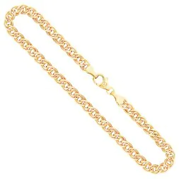 Goldkette als Zwillingspanzerkette in Gelbgold 375 / 9 Karat, 42 cm lang, 4.8 mm breit, Gewicht ca. 6.3 g.