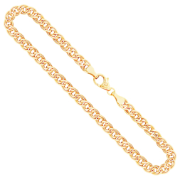 Goldkette als Zwillingspanzerkette in Gelbgold 375 / 9 Karat, 50 cm lang, 4.8 mm breit, Gewicht ca. 7.3 g.