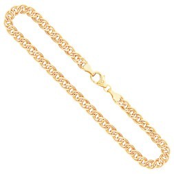 Goldkette als Zwillingspanzerkette in Gelbgold 375 / 9 Karat, 55 cm lang, 4.8 mm Breit, Gewicht ca. 7,7 g.