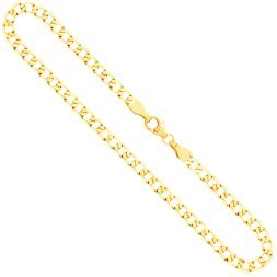 Goldkette als Panzerkette weit in Gelbgold 585 / 14K, 100 cm lang, 3,9 mm breit, Gewicht ca. 19.1 g.