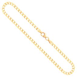 Goldkette als Panzerkette facettiert in Gelbgold 585 / 14K, 60 cm lang, 3,1 mm breit, Gewicht ca. 7.5 g.