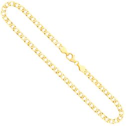 Goldkette als Panzerkette facettiert in Gelbgold 333 / 8K, 50 cm lang, 5 mm breit, Gewicht ca. 12 g.