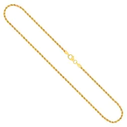 Goldkette als Kordelkette hohl in Gelbgold 585 / 14 Karat, 70 cm lang, 2,1 mm breit, Gewicht ca. 2,8 g.