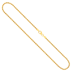 Goldkette als Kordelkette hohl in Gelbgold 375 / 9K, 60 cm lang, 2,1 mm breit, Gewicht ca. 3.1 g.