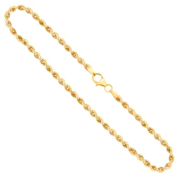 Goldkette als Kordelkette hohl in Gelbgold 333 / 8 Karat, 65 cm lang, 2.7 mm breit, Gewicht ca. 5,8 g.