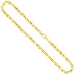 Goldkette als Königskette in Gelbgold 585 / 14K, 36 cm lang, 4 mm breit, Gewicht ca. 43.6 g.