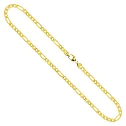 Goldkette als Figarokette diamantiert in Gelbgold 750 / 18K, 45 cm lang, 3.4 mm breit, Gewicht ca. 15 g.