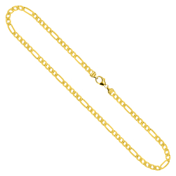 Goldkette als Figarokette diamantiert in Gelbgold 750 / 18K, 60 cm lang, 3.4 mm breit, Gewicht ca. 20 g.