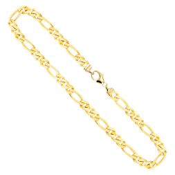 Goldkette als Figarokette diamantiert in Gelbgold 750 / 18K, 50 cm lang, 5,3 mm breit, Gewicht ca. 41.5 g.
