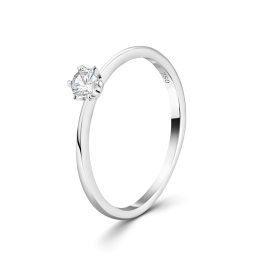 0,20 Karat Diamant Verlobungsring, Weißgold 750 / 18K, Breite 2,1 mm, Weite 56 mm, Gewicht ca. 2.32 g.