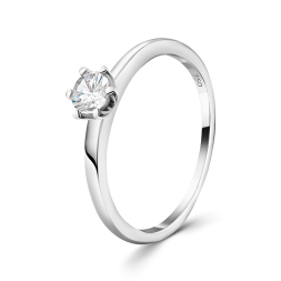 0,30 Karat Solitär mit Diamant Verlobungsring, Weißgold 750 / 18K,Weite 49 mm, Gewicht ca. 2.8 g.