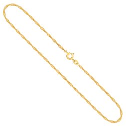 Goldkette als Singapurkette in Gelbgold 585 / 14K, 38 cm lang, 1,8 mm breit, Gewicht ca. 2.3 g.