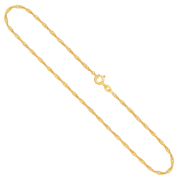 Goldkette als Singapurkette in Gelbgold 375 / 9 Karat, 85 cm lang, 1.8 mm breit, Gewicht ca. 4.5 g.