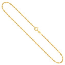 Goldkette als Singapurkette in Gelbgold 375 / 9 Karat, 95 cm lang, 1.8 mm breit, Gewicht ca. 5.2 g.