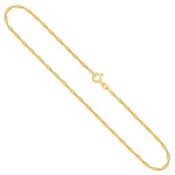 Goldkette als Singapurkette in Gelbgold 375 / 9 Karat, 95 cm lang, 1.8 mm breit, Gewicht ca. 5.2 g.