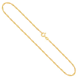 Goldkette als Singapurkette in Gelbgold 333 / 8 Karat, 80 cm lang, 1.8 mm breit, Gewicht ca. 3.9