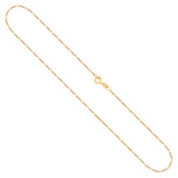 Goldkette als Figarokette diamantiert in Gelbgold 375 / 9K, 45 cm lang, 1,1 mm breit, Gewicht ca. 1.3 g.