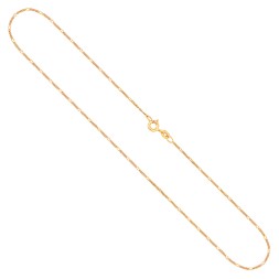 Goldkette als Figarokette diamantiert in Gelbgold 375 / 9K, 40 cm lang, 1,1 mm breit, Gewicht ca. 1.2 g.