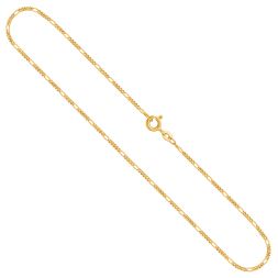 Goldkette als Figarokette diamantiert in Gelbgold 333 / 8 Karat, 34 cm lang, 1.5 mm breit, Gewicht ca. 1.5 g.