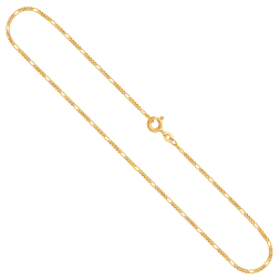 Goldkette als Figarokette diamantiert in Gelbgold 333 / 8 Karat, 75 cm lang, 1.5 mm breit, Gewicht ca. 3.5 g.