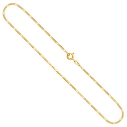 Goldkette als Figarokette diamantiert in Gelbgold 333 / 8K, 70 cm lang, 1,5 mm breit, Gewicht ca. 3.1 g.