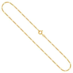 Goldkette als Figarokette diamantiert in Gelbgold 375 / 9K, 45 cm lang, 1,5 mm breit, Gewicht ca. 2.1 g.