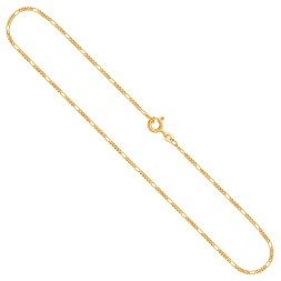 Goldkette als Figarokette diamantiert in Gelbgold 375 / 9K, 34 cm lang, 1,5 mm breit, Gewicht ca. 1.6 g.