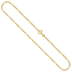 Goldkette als Figarokette diamantiert in Gelbgold 333 / 8K, 40 cm lang, 1,9 mm breit, Gewicht ca. 2.7 g.