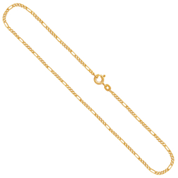 Goldkette als Figarokette diamantiert in Gelbgold 750 / 18 Karat, 70 cm lang, 1.9 mm breit, Gewicht ca. 6.8 g.