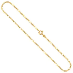 Goldkette als Figarokette diamantiert in Gelbgold 585 / 14K, 75 cm lang, 1,9 mm breit, Gewicht ca. 6 g.