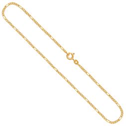 Goldkette als Figarokette diamantiert in Gelbgold 585 / 14K, 40 cm lang, 1,9 mm breit, Gewicht ca. 3.2 g.