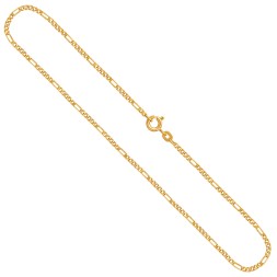 Goldkette als Figarokette diamantiert in Gelbgold 585 / 14K, 55 cm lang, 1,9 mm breit, Gewicht ca. 4.2 g.