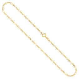 Goldkette als Figarokette diamantiert in Gelbgold 375 / 9K, 45 cm lang, 2,2 mm breit, Gewicht ca. 4.1 g.