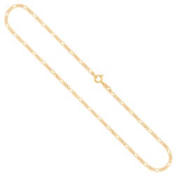 Goldkette als Figarokette diamantiert in Gelbgold 585 / 14K, 50 cm lang, 2,2 mm breit, Gewicht ca. 5.5 g.