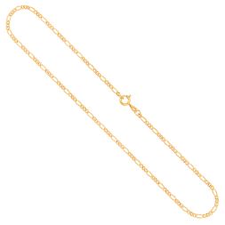 Goldkette als Figarokette diamantiert in Gelbgold 585 / 14K, 55 cm lang, 2,2 mm breit, Gewicht ca. 6.1 g.