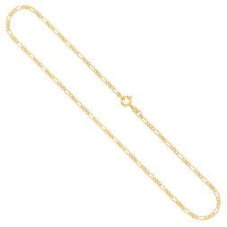Goldkette als Figarokette diamantiert in Gelbgold 375 / 9K, 60 cm lang, 2,2 mm breit, Gewicht ca. 5.5 g.