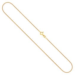 Goldkette als Venezianerkette rund geschlagen in Gelbgold 585 / 14K, 36 cm lang, 1,2 mm breit, Gewicht ca. 3 g.