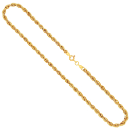 Goldkette als Kordelkette hohl Leichtversion in Gelbgold 333 / 8K, 50 cm lang, 3,3 mm breit, Gewicht ca. 5.4 g.