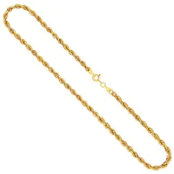 Goldkette als Kordelkette hohl Leichtversion in Gelbgold 333 / 8K, 50 cm lang, 3,3 mm breit, Gewicht ca. 5.4 g.