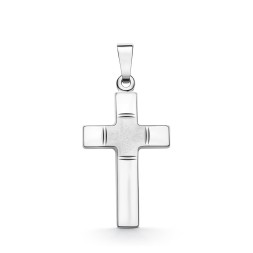 Anhänger Kreuz gesandelt/glanz/diam. , Weißgold 585 / 14K, Höhe 18 mm, Gewicht ca. 0,67 g