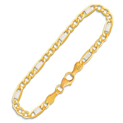 Armband als Fantasiekette Bicolor in Gelbgold / Weißgold 333 / 8K, 18 cm lang, 3.5 mm breit, Gewicht ca. 1.7 g