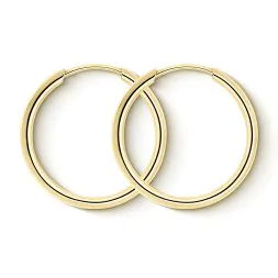 Ohrringe, Creolen, Gelbgold 585 / 14K, Außendurchmesser 25 mm, Breite 1.5 mm, Gewicht ca. 0.9 g