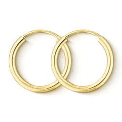 Ohrringe, Creolen, Gelbgold 585 / 14K, Außendurchmesser 15 mm, Breite 2 mm, Gewicht ca. 0.5 g