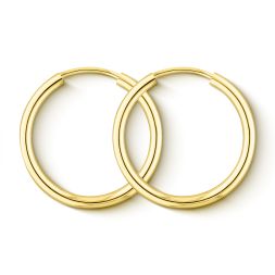 Ohrringe, Creolen, Gelbgold 585 / 14K, Außendurchmesser 20 mm, Breite 2 mm, Gewicht ca. 0.7 g