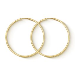 EDELIND Ohrringe, Creolen, Gelbgold 375 / 9K, Außendurchmesser 50 mm, Breite 2 mm, Gewicht ca. 1.7 g