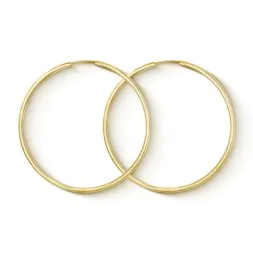 EDELIND Ohrringe, Creolen, Gelbgold 375 / 9K, Außendurchmesser 50 mm, Breite 2 mm, Gewicht ca. 1.7 g